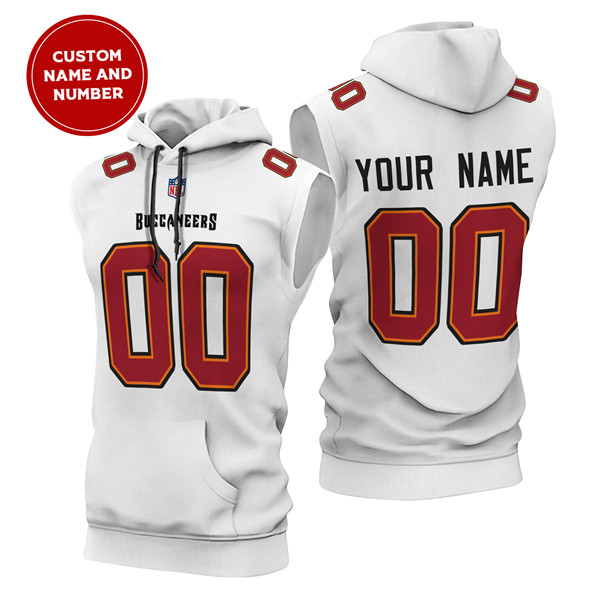 Men's White Tampa Bay Buccaneers Customized Limited Edition Sleeveless Hoodie